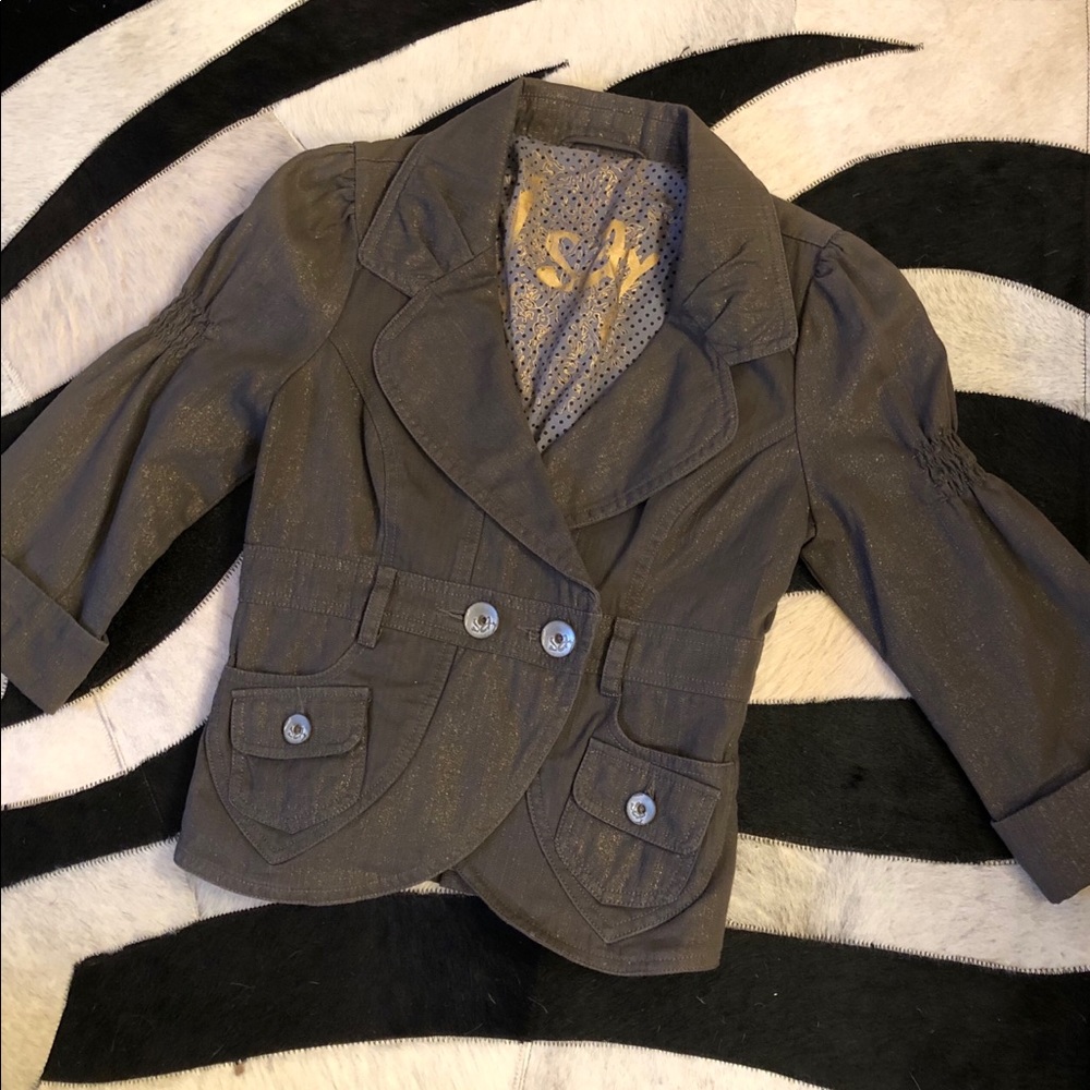 Cropped green metallic jacket